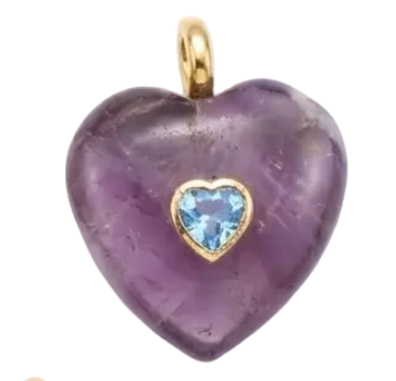 Double Gemstone Heart Charms