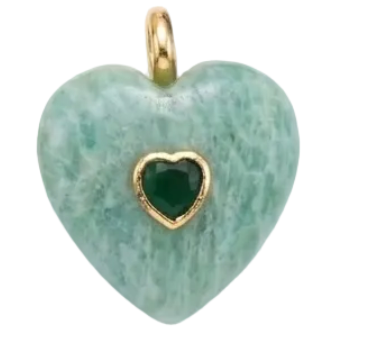 Double Gemstone Heart Charms