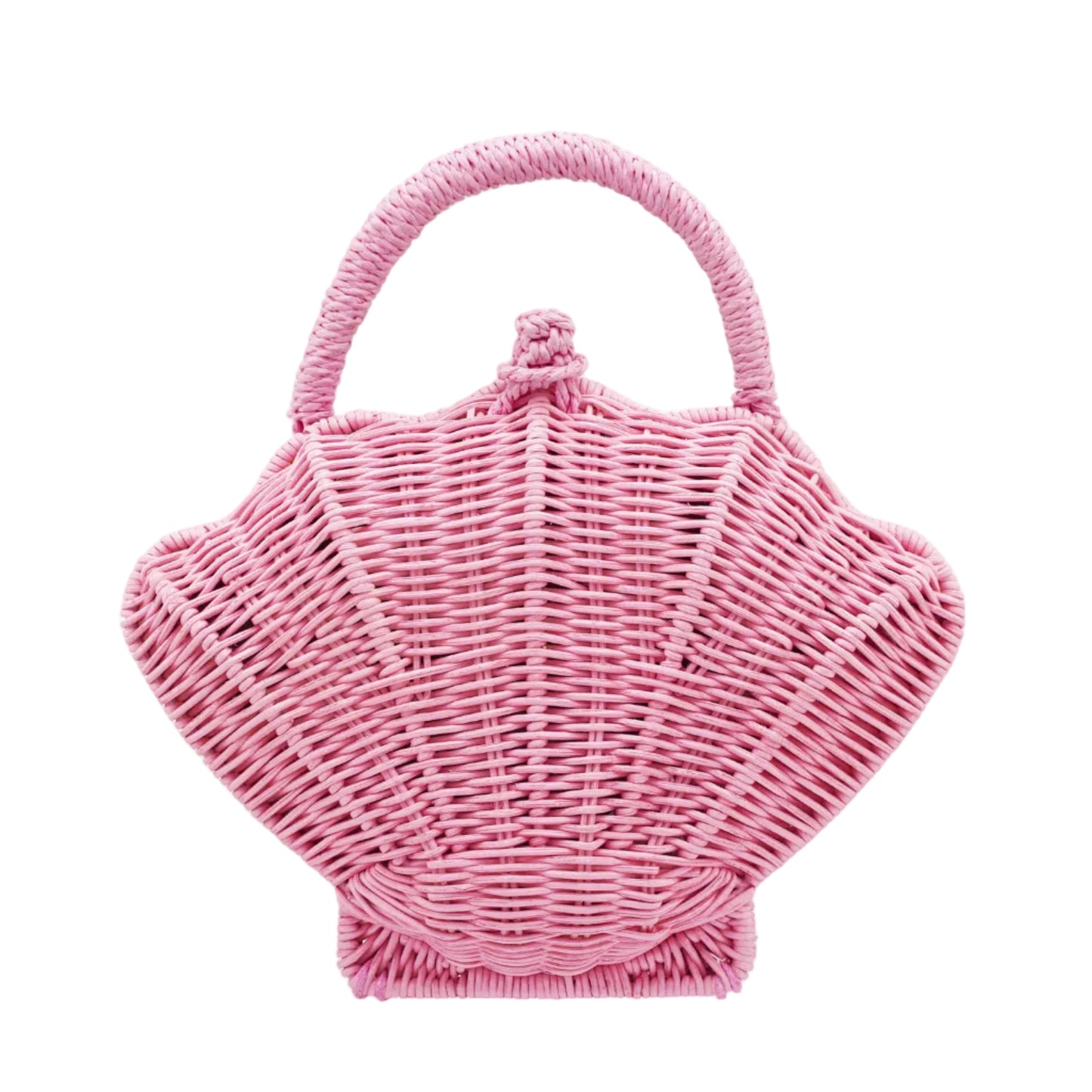 Pink Wicker Shell Handbag