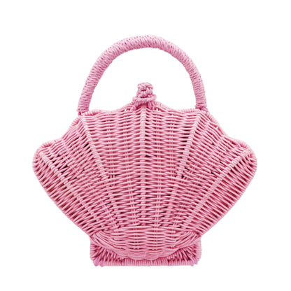 Pink Wicker Shell Handbag