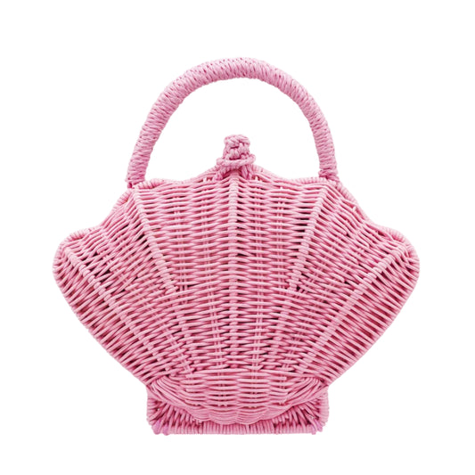 Pink Wicker Shell Handbag
