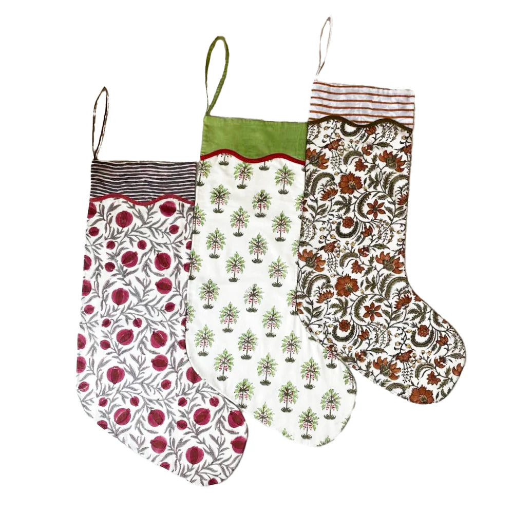 Block Print Christmas Stocking