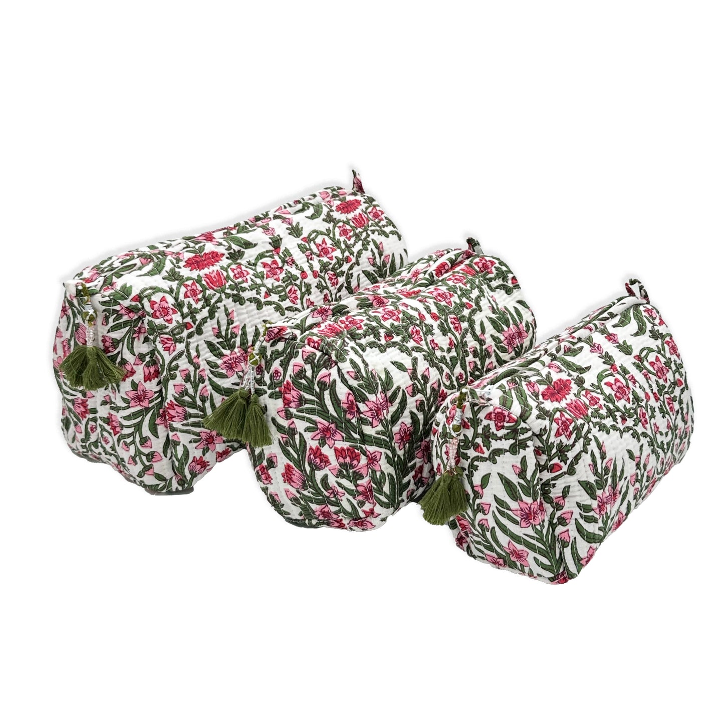 White Floral Cosmetic Bags