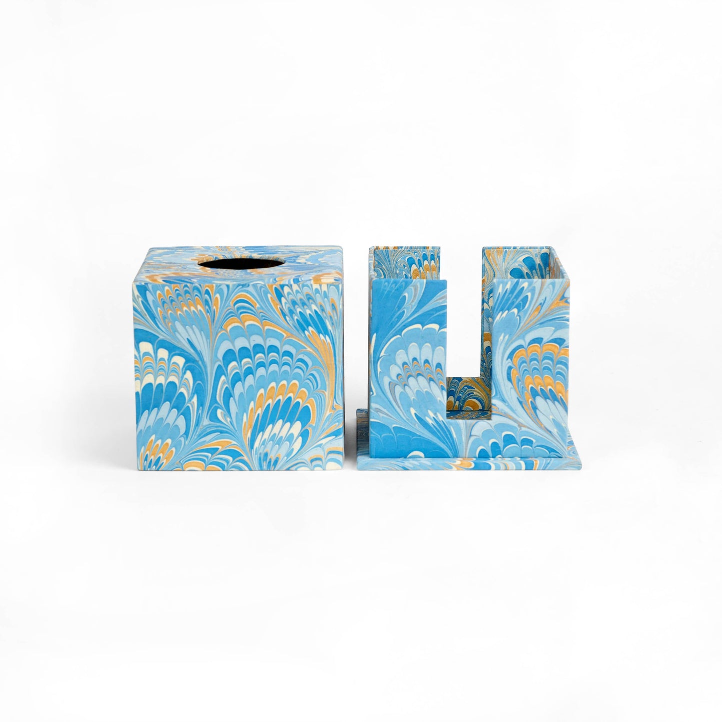 Marbled Tissue Box- Blue