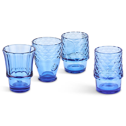 Fish Stacking Drinking Glass S/4- Blue