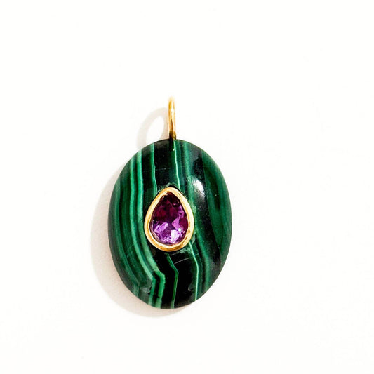 Malachite/Amethyst Pendant Charm