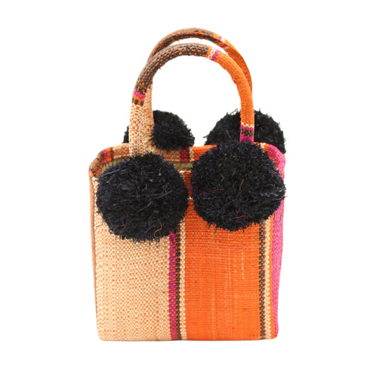 Mini Pompom Bag: Orange Swirl