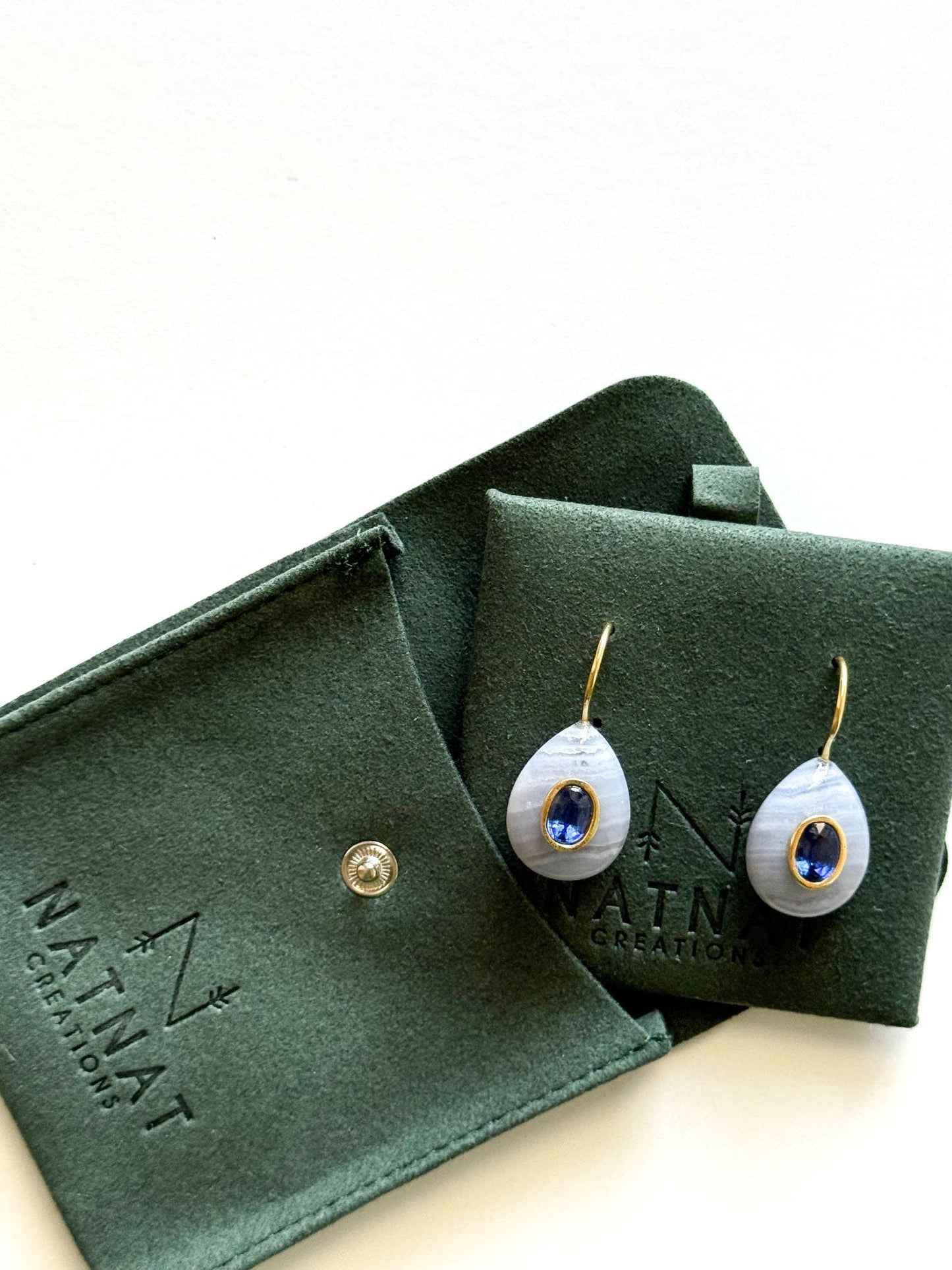 Blue Lace Agate, Kyanite Earrings