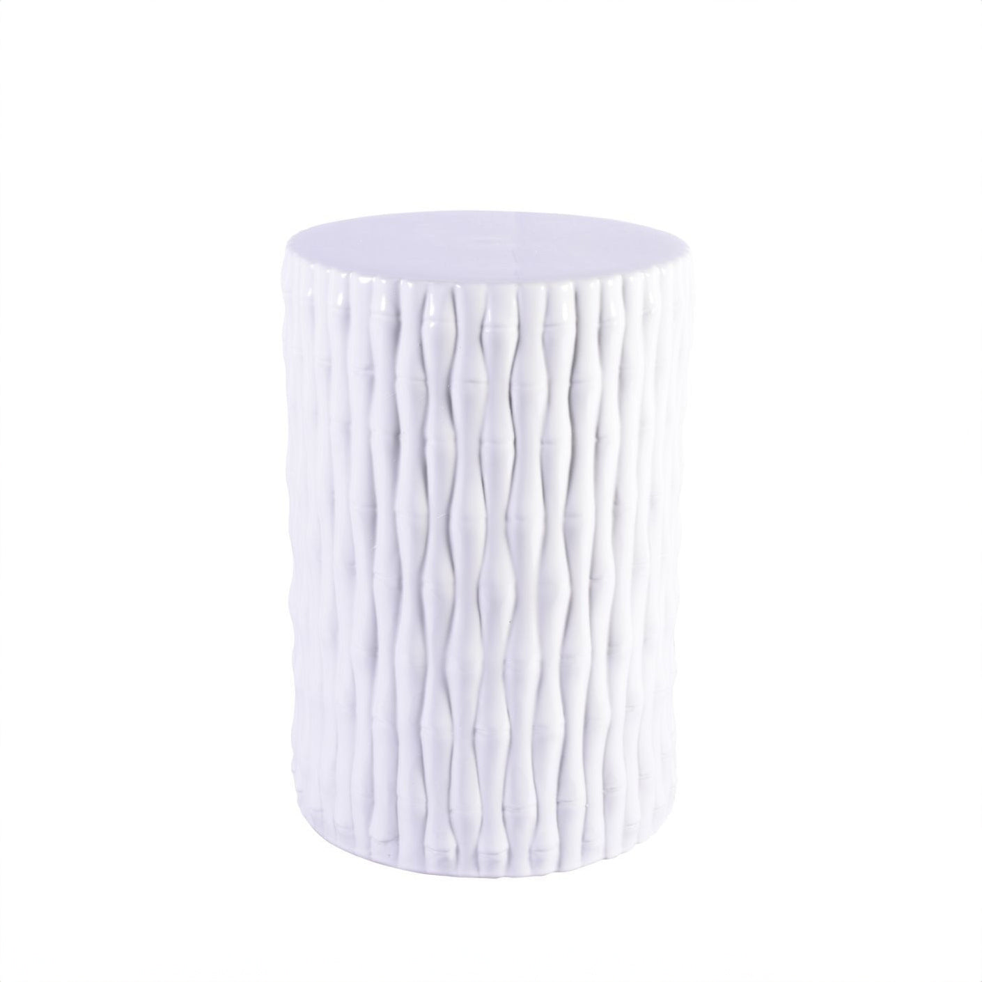 White Bamboo Garden Stool