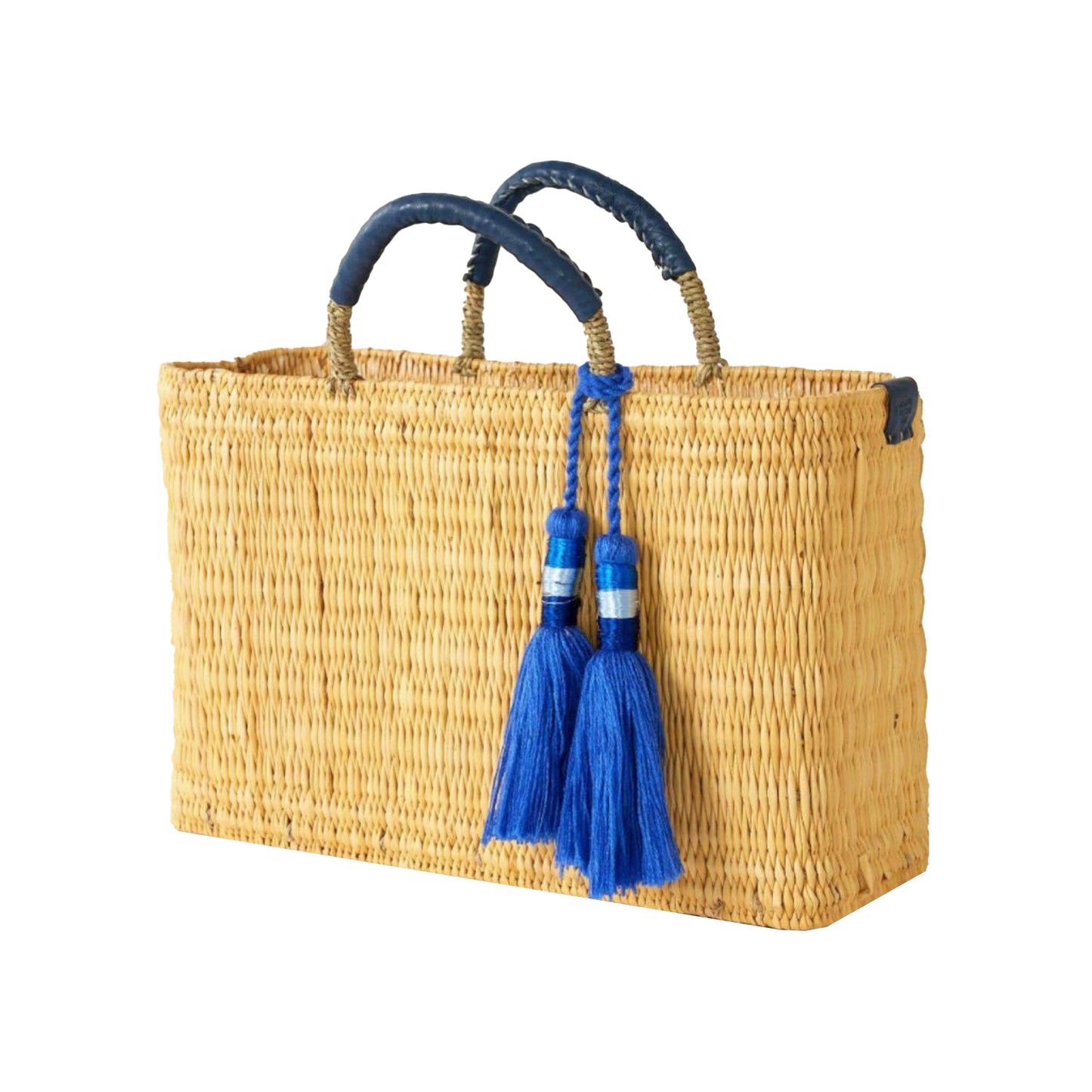 Palm Leaf Tote Bag- Blue