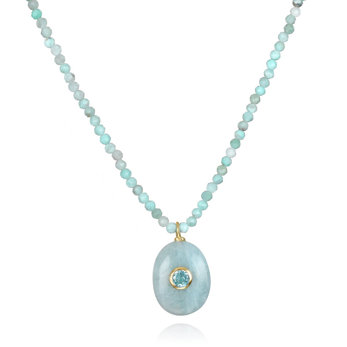 Triple Gemstone- Aquamarine & Larimar Necklace