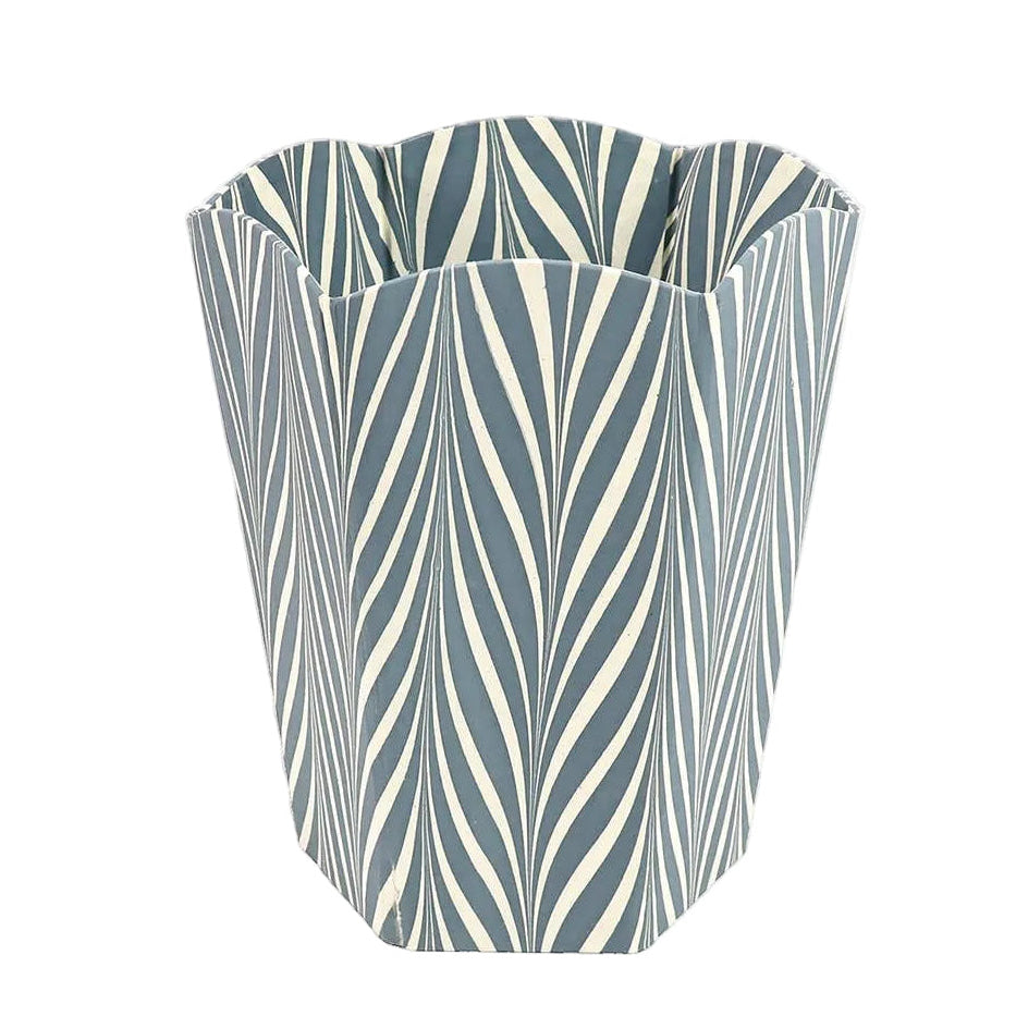 Marbled Zebra Waste Basket- Blue