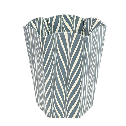 Marbled Zebra Waste Basket- Blue