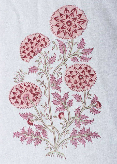 Pink Floral Block Printed Table Cloth