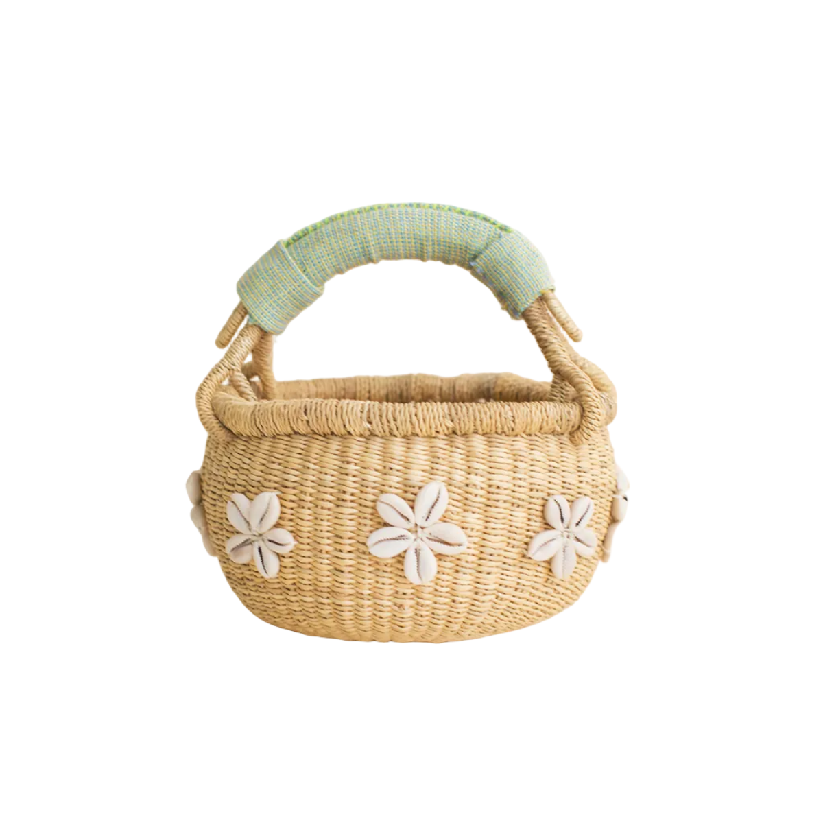 Cowrie Flower Basket- Green