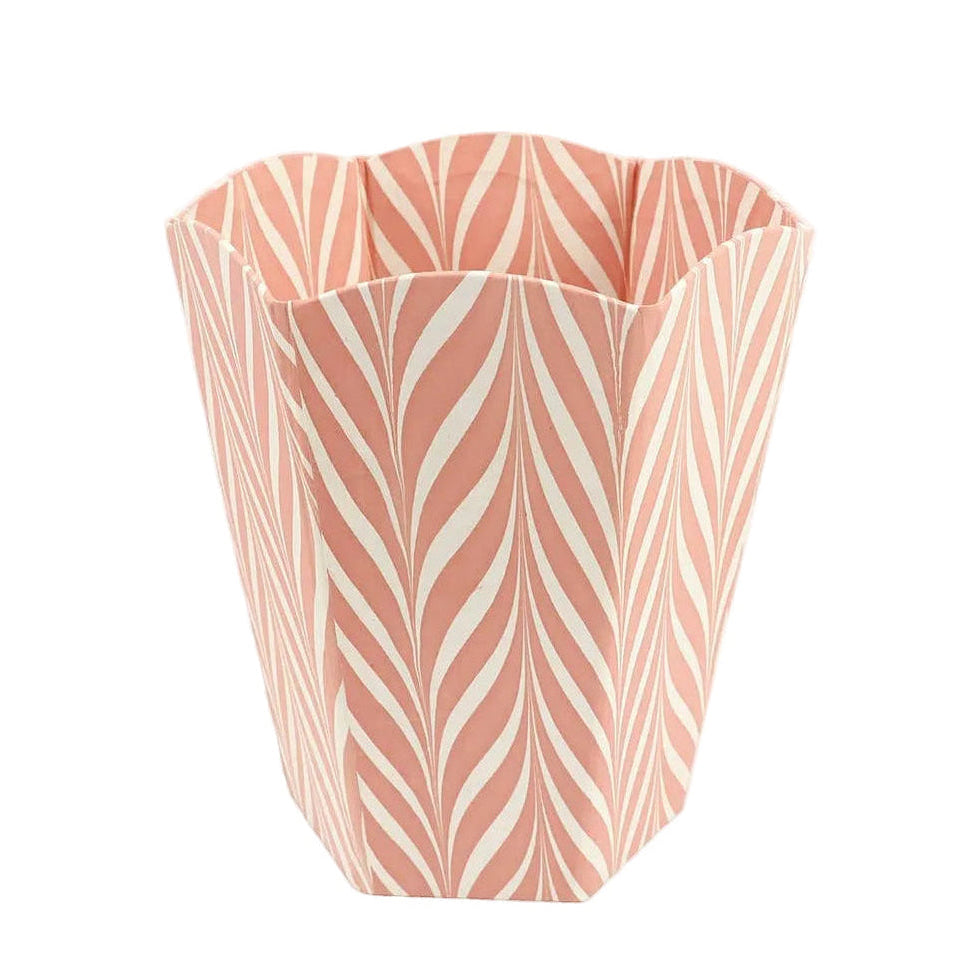 Marbled Zebra Waste Basket- Peach