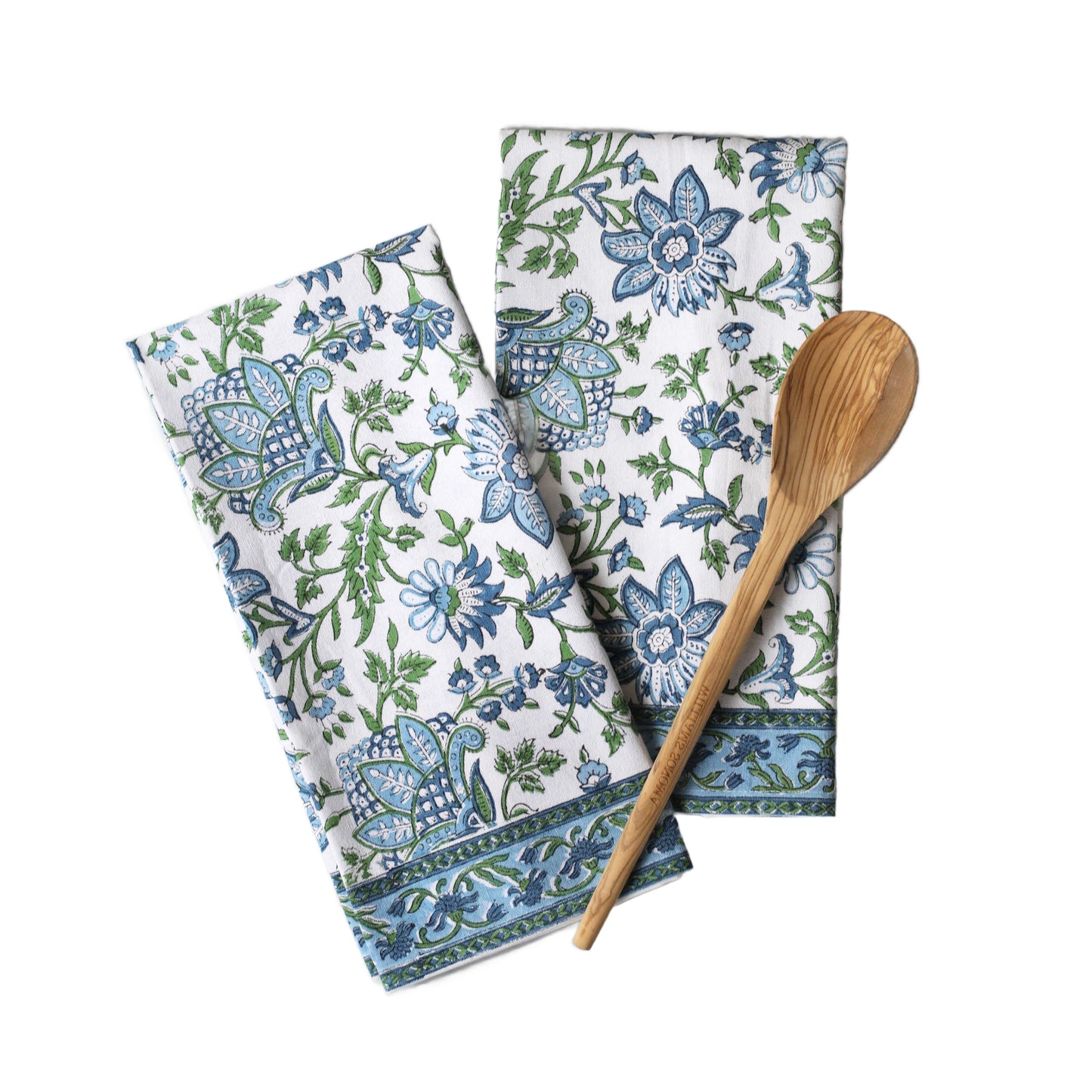 Wild Blue Floral Kitchen Towels S/2