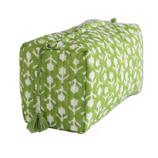 Green Floral Cosmetic Bag