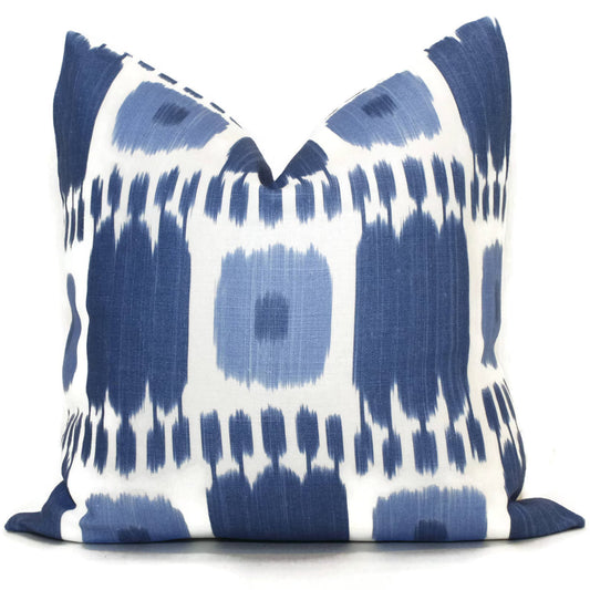 Schumacher Blue Ikat Pillow 20x20