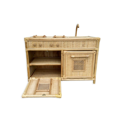 Rattan Toy Kitchen Play Set