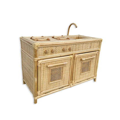 Rattan Toy Kitchen Play Set